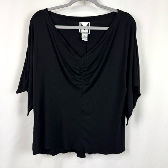 Marc Bouwer Women’s L Drapey V-Neckline Black Blouse Knit Top Whimsigoth Whitchy - Picture 1 of 8